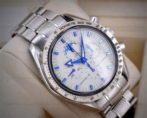 omega speedmaster moonphase white dial.